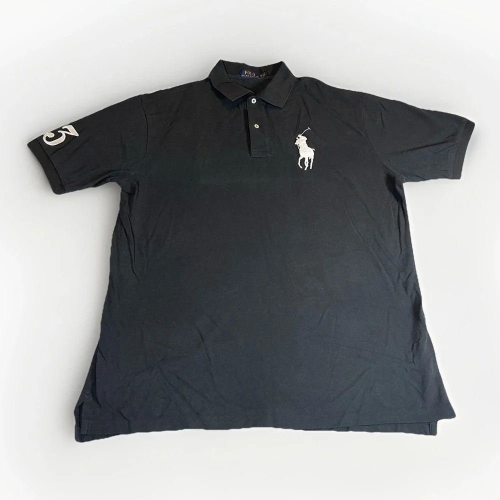 POLO Ralph Lauren Polo Shirt Men's 2XLT Black Big Pony #3 Sleeve Classic Fit‎